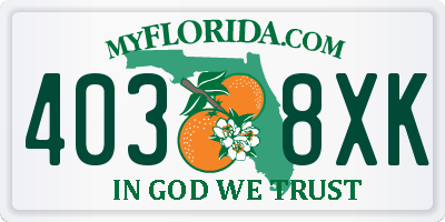 FL license plate 4038XK
