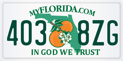 FL license plate 4038ZG