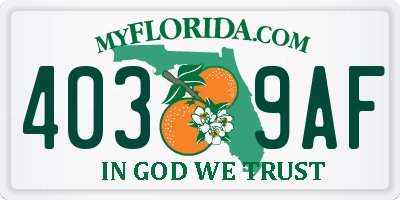 FL license plate 4039AF