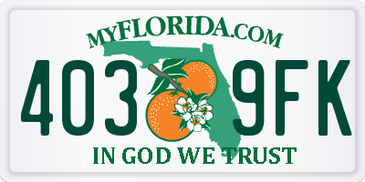 FL license plate 4039FK