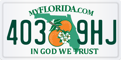 FL license plate 4039HJ