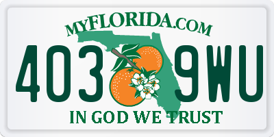 FL license plate 4039WU