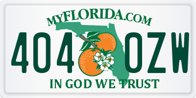 FL license plate 4040ZW