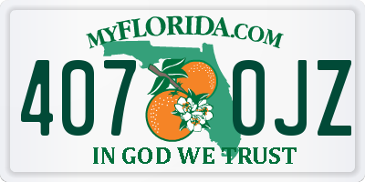 FL license plate 4070JZ