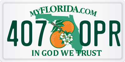 FL license plate 4070PR