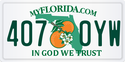 FL license plate 4070YW
