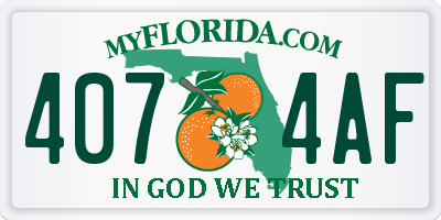 FL license plate 4074AF
