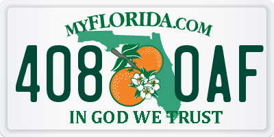 FL license plate 4080AF