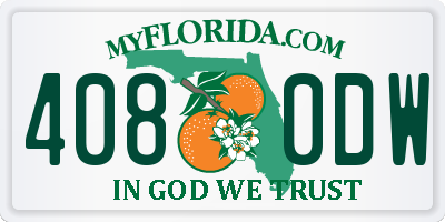 FL license plate 4080DW