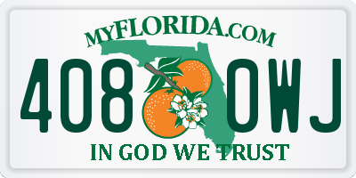 FL license plate 4080WJ