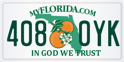 FL license plate 4080YK