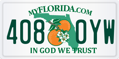 FL license plate 4080YW