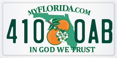 FL license plate 4100AB