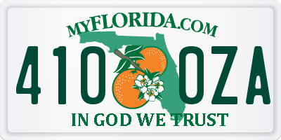 FL license plate 4100ZA