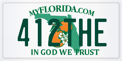 FL license plate 412THE