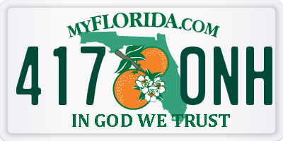 FL license plate 4170NH