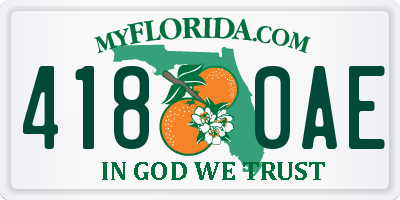 FL license plate 4180AE