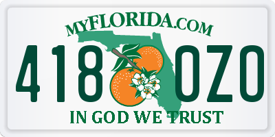 FL license plate 4180ZO