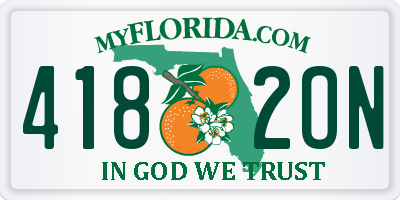 FL license plate 4182ON
