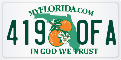 FL license plate 4190FA