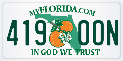 FL license plate 4190ON