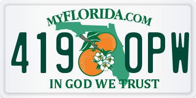 FL license plate 4190PW