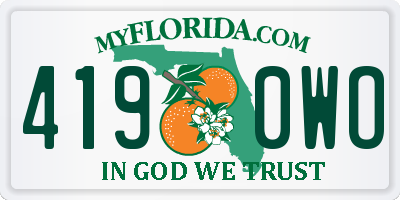 FL license plate 4190WO