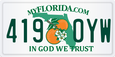FL license plate 4190YW