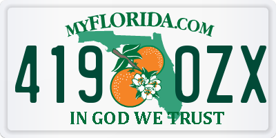 FL license plate 4190ZX