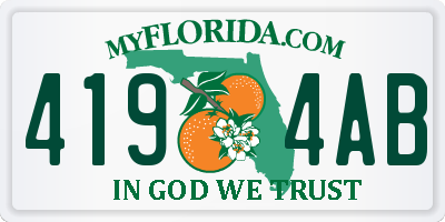 FL license plate 4194AB