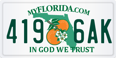 FL license plate 4196AK