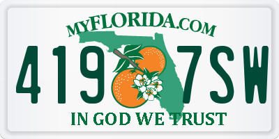 FL license plate 4197SW