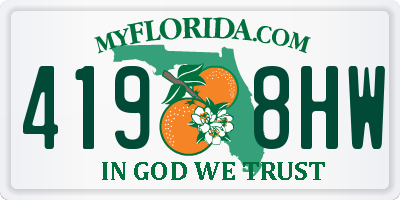 FL license plate 4198HW