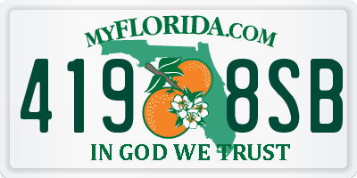 FL license plate 4198SB