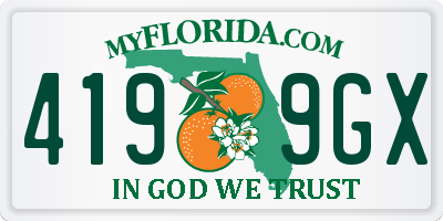 FL license plate 4199GX