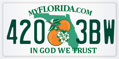 FL license plate 4203BW
