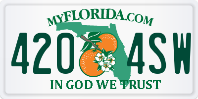 FL license plate 4204SW