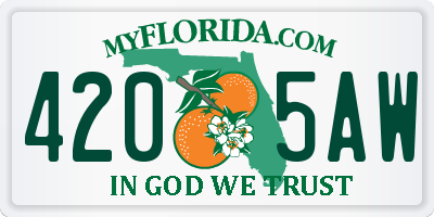 FL license plate 4205AW