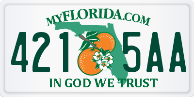 FL license plate 4215AA