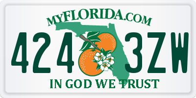 FL license plate 4243ZW