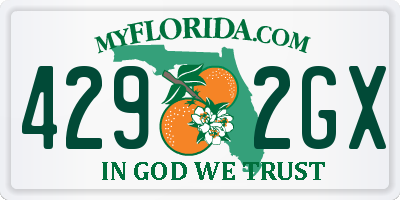 FL license plate 4292GX