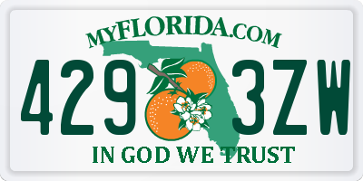 FL license plate 4293ZW