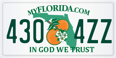 FL license plate 4304ZZ