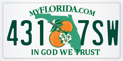FL license plate 4317SW