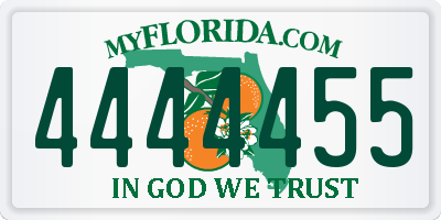 FL license plate 4444455