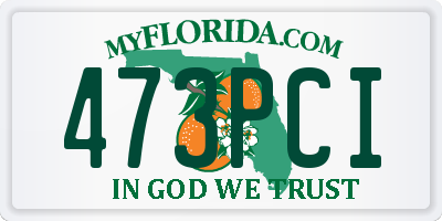 FL license plate 473PCI