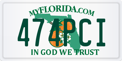 FL license plate 474PCI