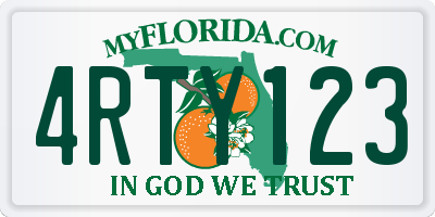 FL license plate 4RTY123