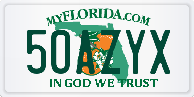 FL license plate 50AZYX