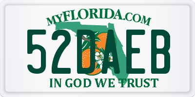 FL license plate 52DAEB